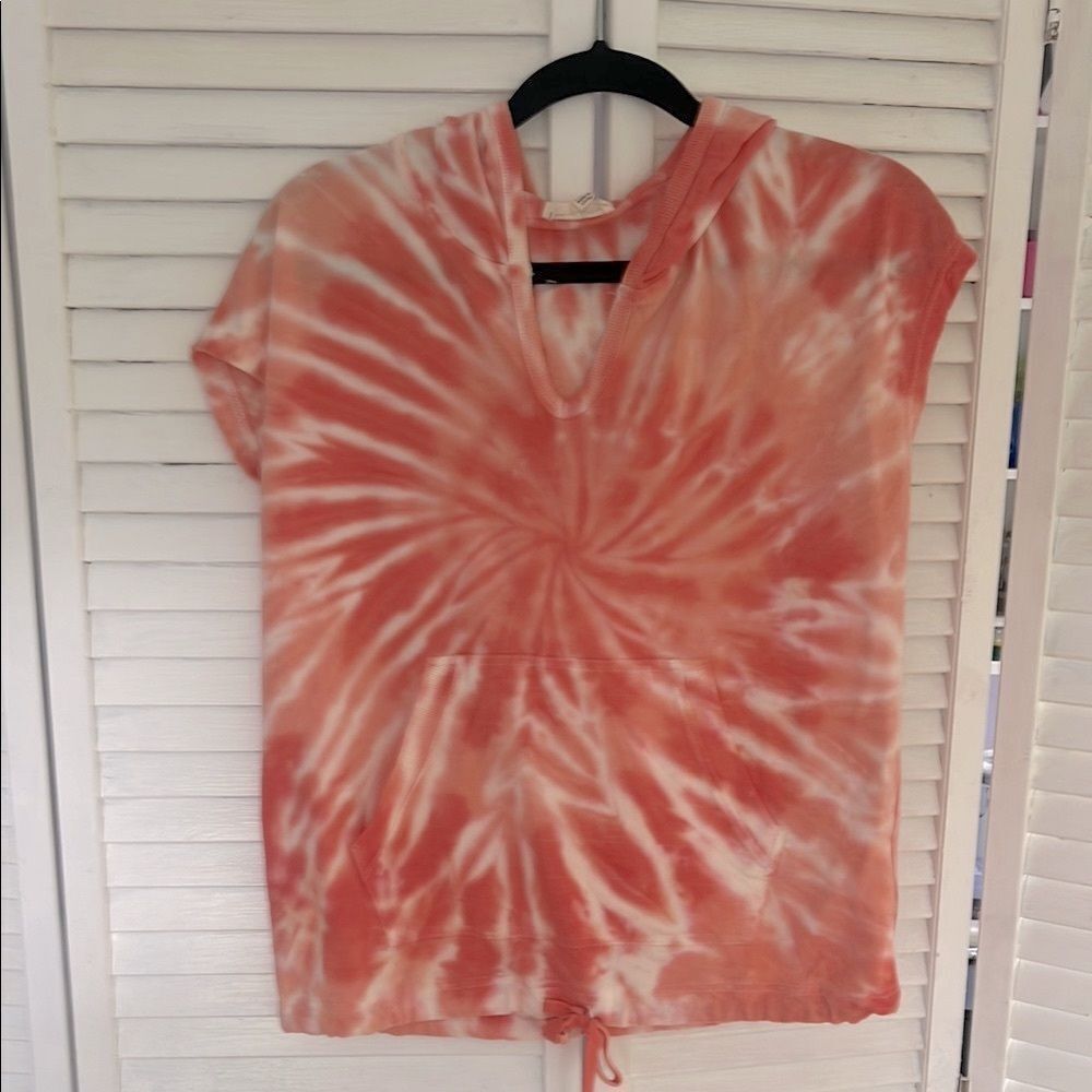 Orange Tie-Dye Hoodie Top